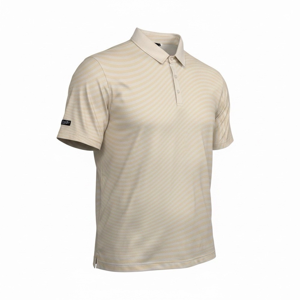 Sunday Swagger Polo Shirt Mens‎ 4XL Beige Cream Striped Golf Performance Stretch